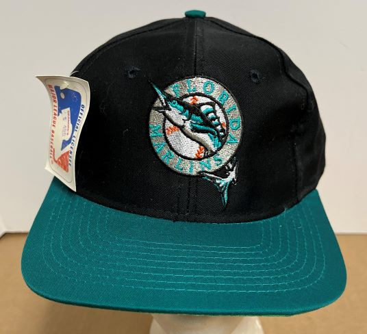 Lot De 2 Casquettes Snapback Vintage Florida Marlins – Noir Et Vert, Années 90