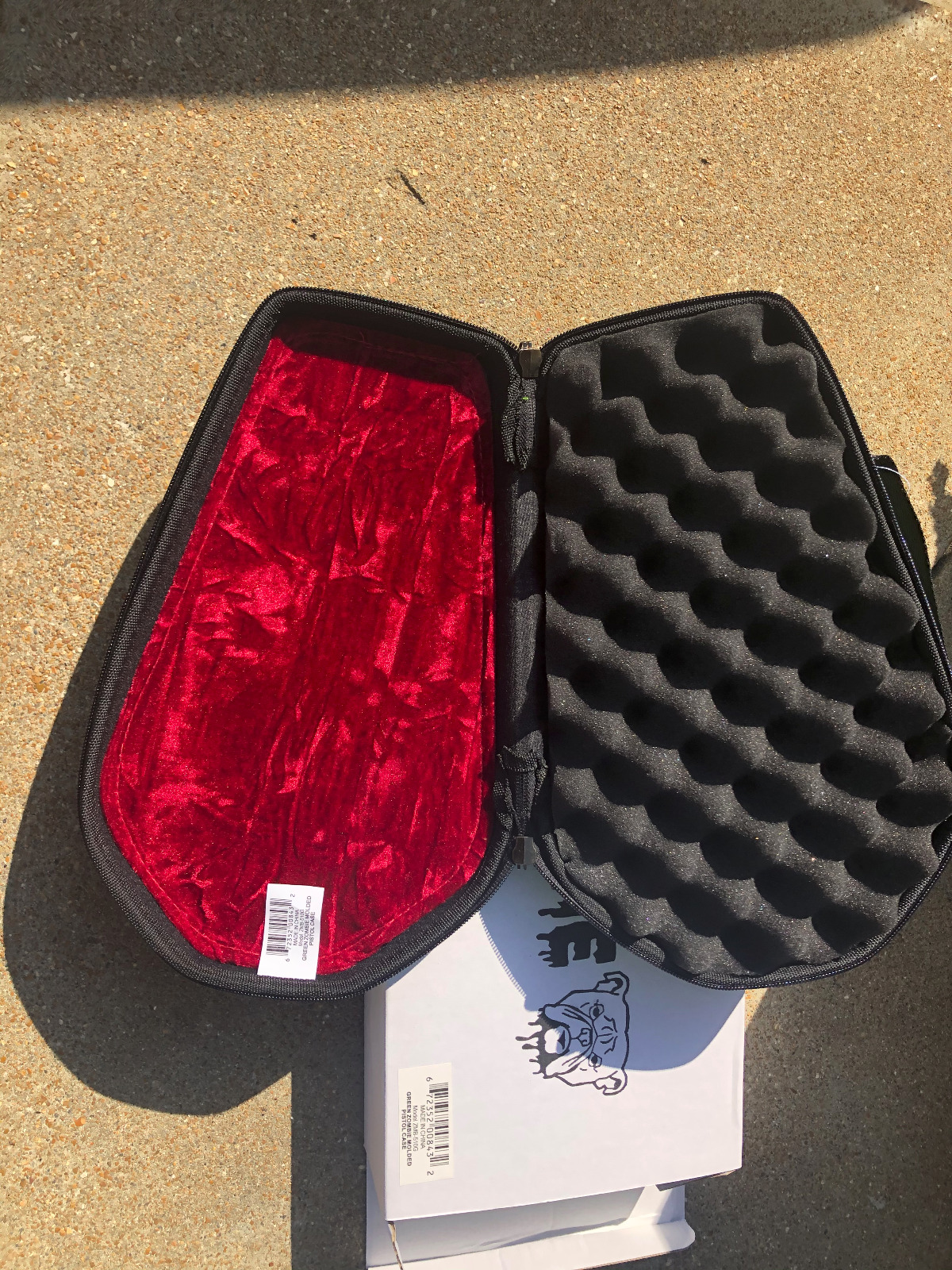 NEW Zombie Hunter Coffin 14" x 9" Soft Padded Pistol Gun Case Green