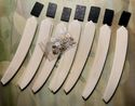 7 Matching Set Camel Bone Straight Razor Scales 5/