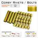 Knife Mounting Rivets 12 Brass 5/16” Corby Rivet