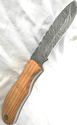 Damascus Steel Fixed Blade Hunting Knife Teak Wood