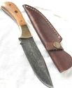 Damascus Steel Fixed Blade Knife Teak Wood Handle 