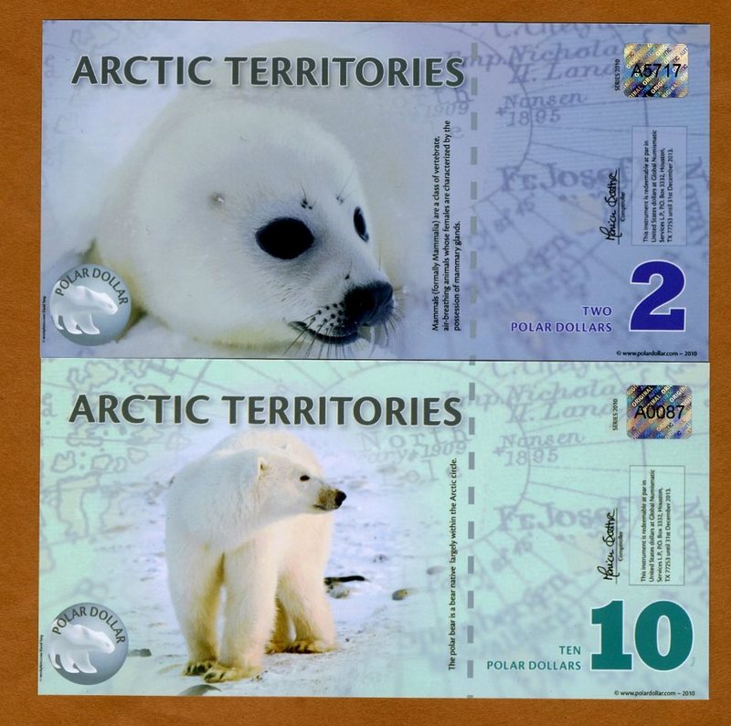 SET Arctic Territories 2010 $2 and $10 Polymer UNC