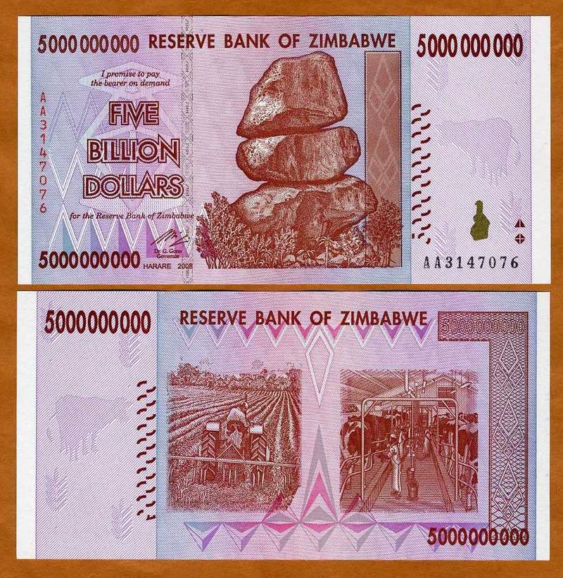 zimbabwe 5,000,000,000 (5 billion) 2008, p