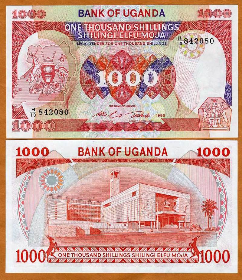UGANDA 1000 SHILLINGS 1986 UNC P-26