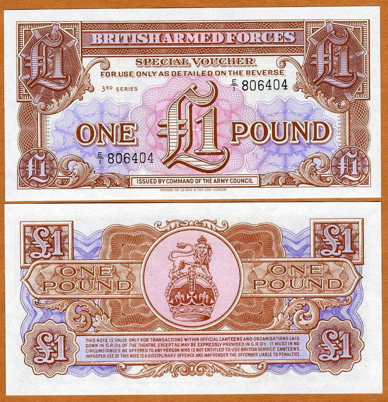 British Armed Forces UNC Note Special Voucher 1 Pound 3rd Series 1956 P-M29
