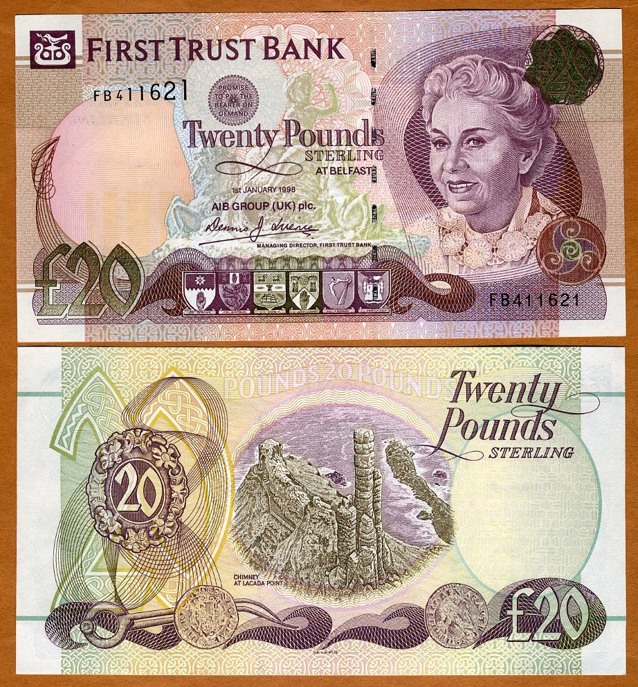 XF CONDITION. NORTHERN IRELAND 20 POUNDS 2009 P NEW FIRST TRUST BANK