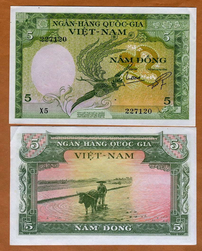 1955 P-13 ND South Vietnam Viet Nam 5 Dong A-UNC