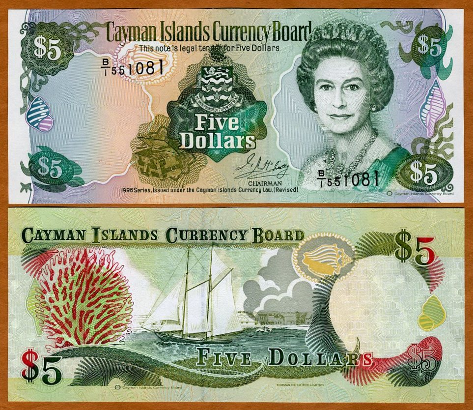 UNC $5 1996 Cayman Islands P-17 QEII