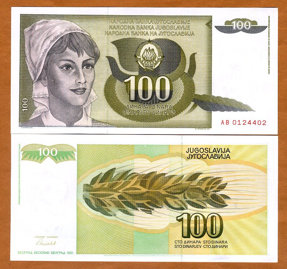 Yugoslavia 100 Dinara 1991 P-108 UNC