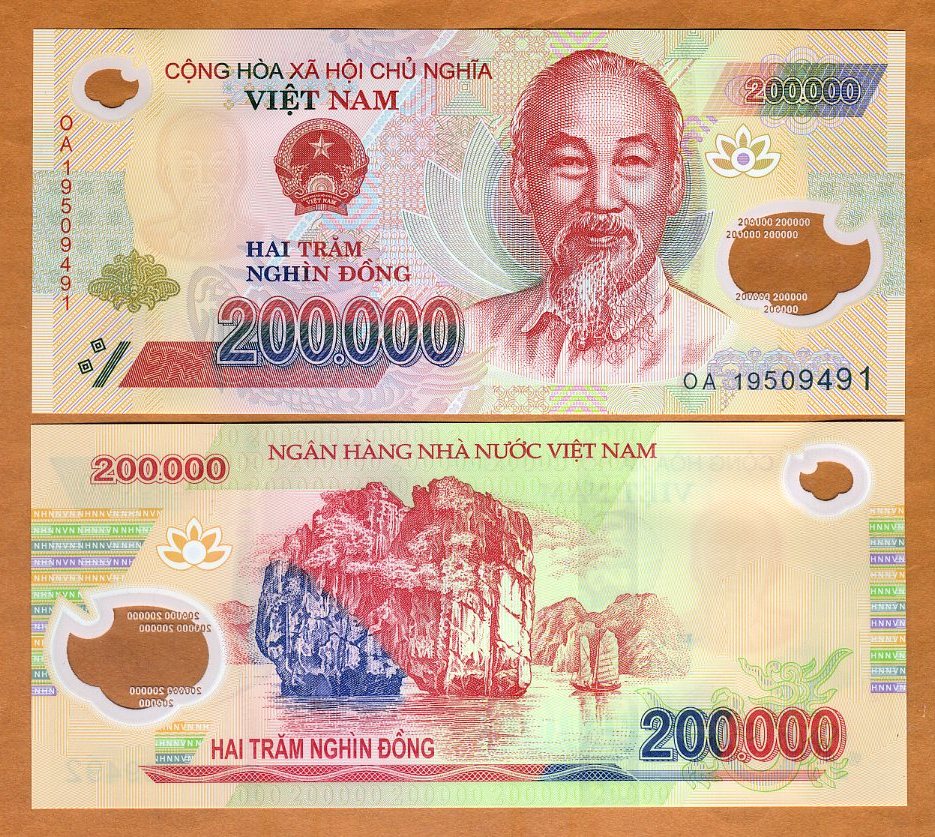 UNC Polymer 2013-2017 Vietnam Viet Nam 200000 200,000 Dong Lot 5 PCS P-123