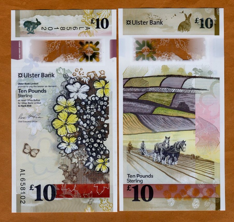 P-New 2019 2018 UNC Ireland Northern Ulster Bank 5 pounds Polymer