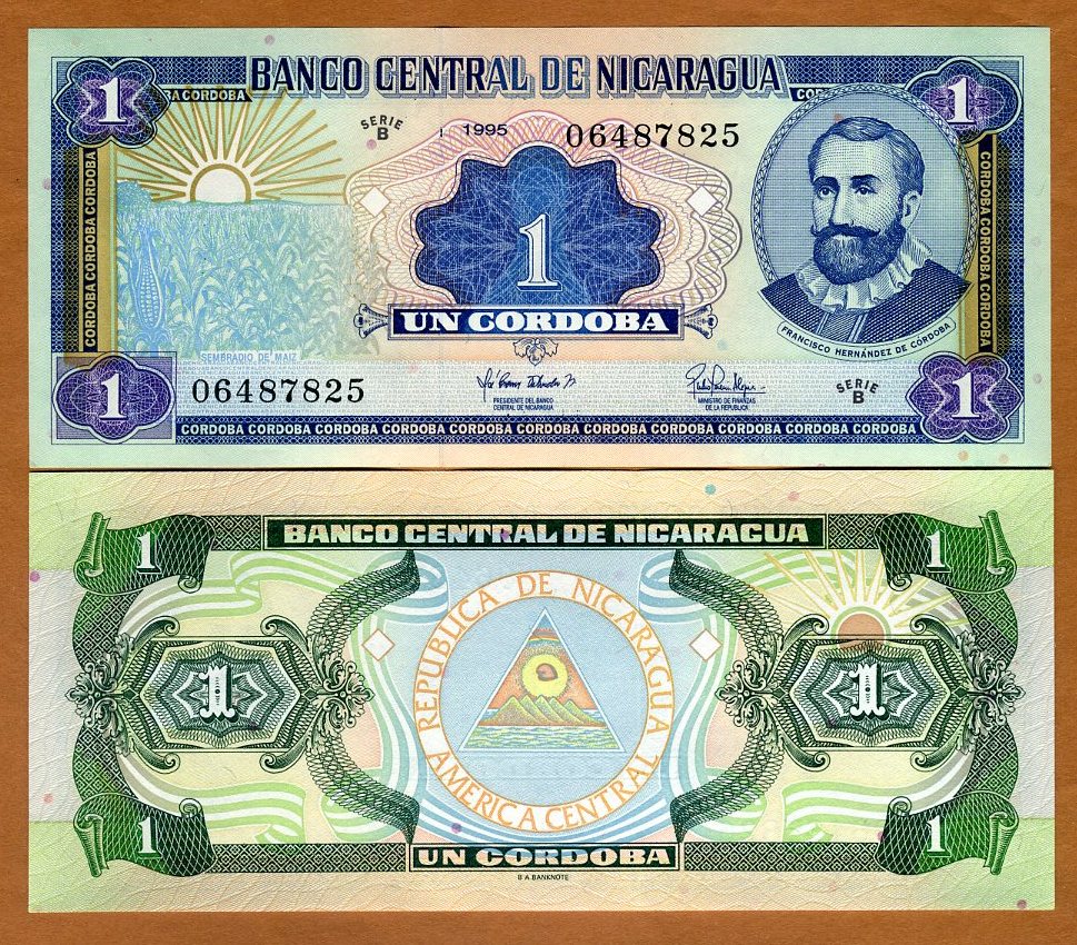 B-Serie UNC /> Colorful 1995 Nicaragua 1 cordoba Pick 179
