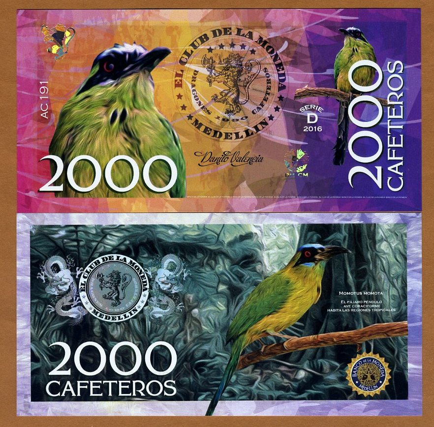 2015 El Club De La Moneda 2000 Cafeteros 2016 POLYMER UNC/> Blue-crowned Motmot