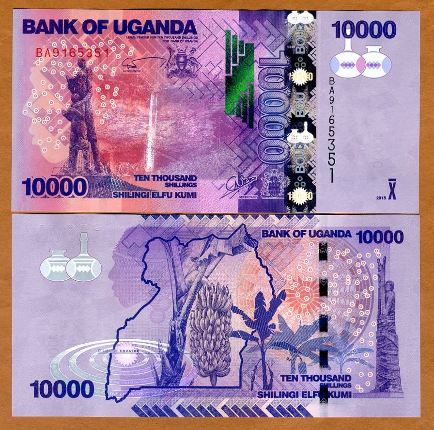 2017 Uganda 10000 Shillings Tribal Carving/Banana Trees/p52-New UNC