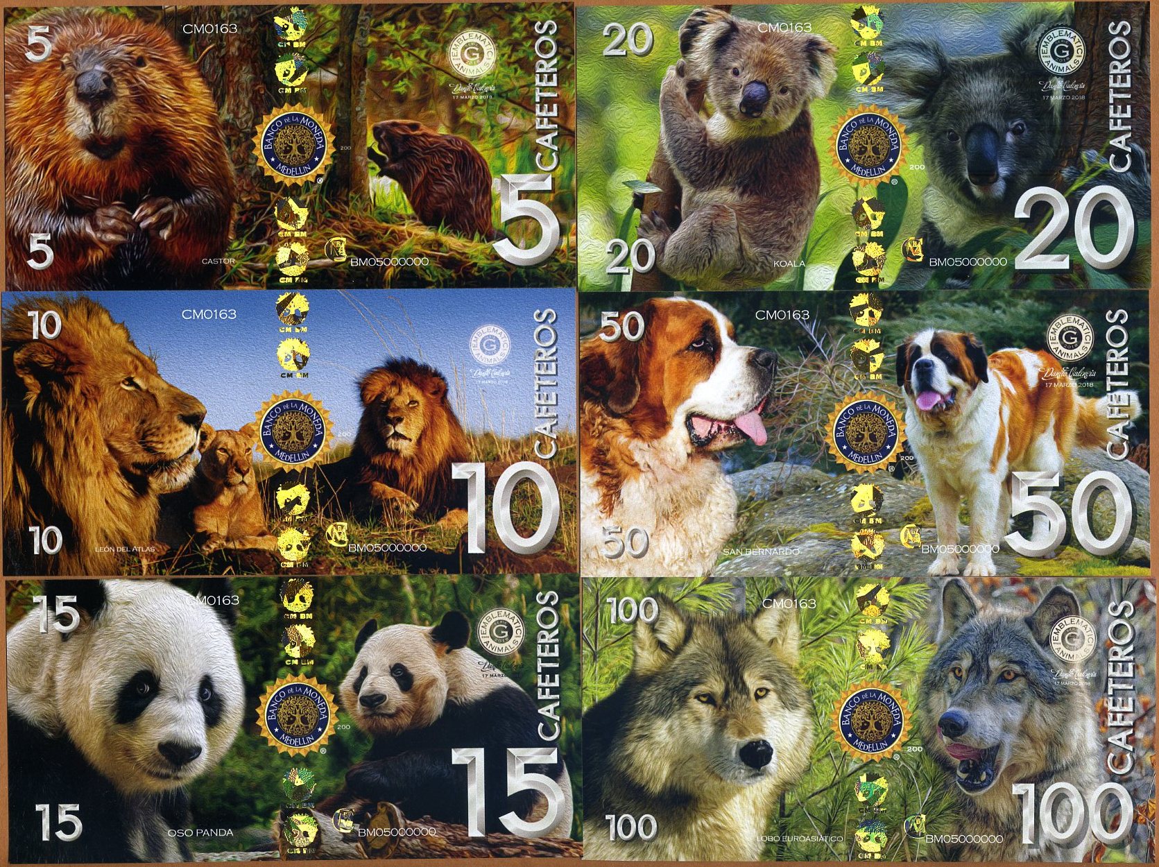 Limited POLYMER SET El Club De La Moneda 20;40;60 Acuilas 2016 Giants of Cinema