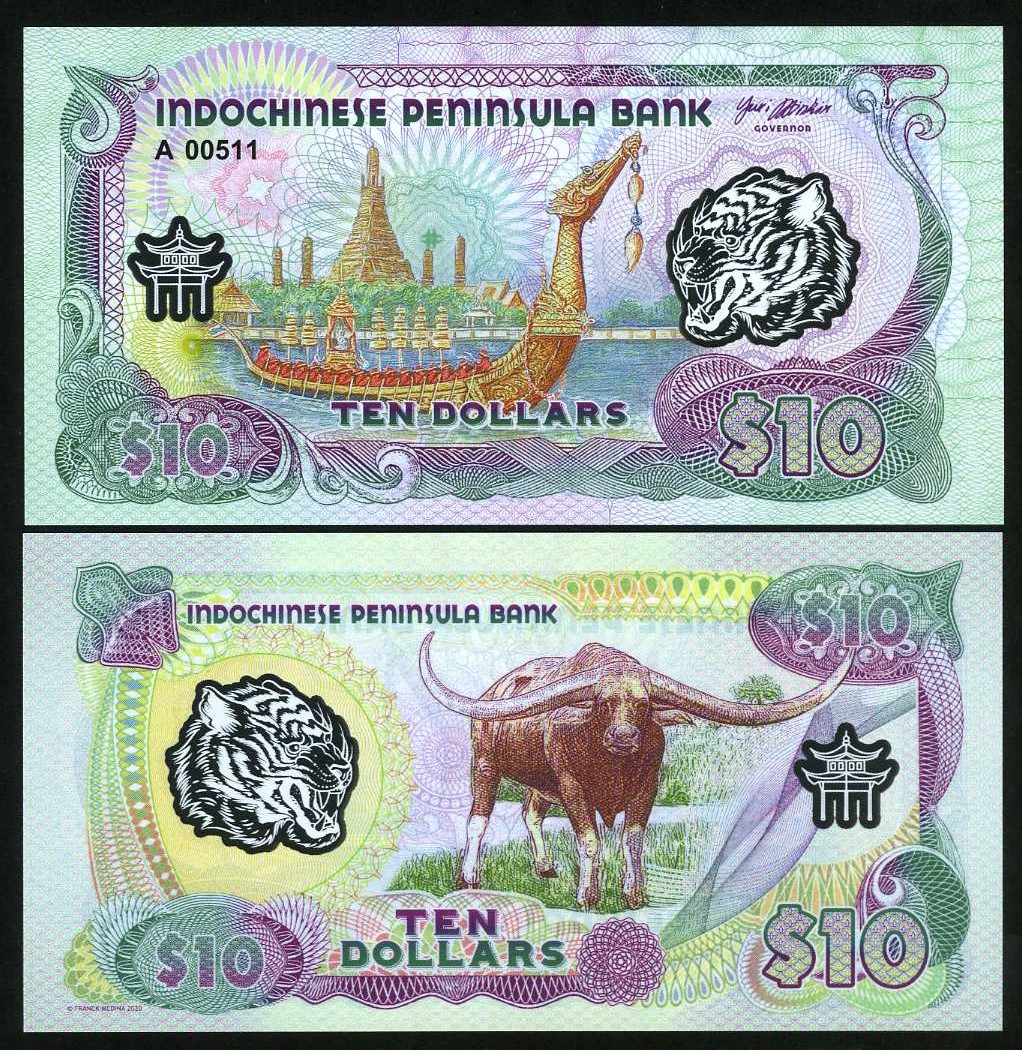 2021 Indochinese Peninsula $100 Fantasy Banknote – UNC, Polymer Window, Dancer & Elephant – Not Legal Tender