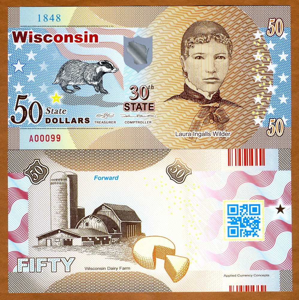 Polymer 2017 USA States Wisconsin $50 Laura Wilder ND