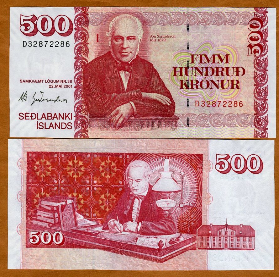 4RW 15 SET ICELAND 500 KRONUR 2001 P 58 UNC CONDITION