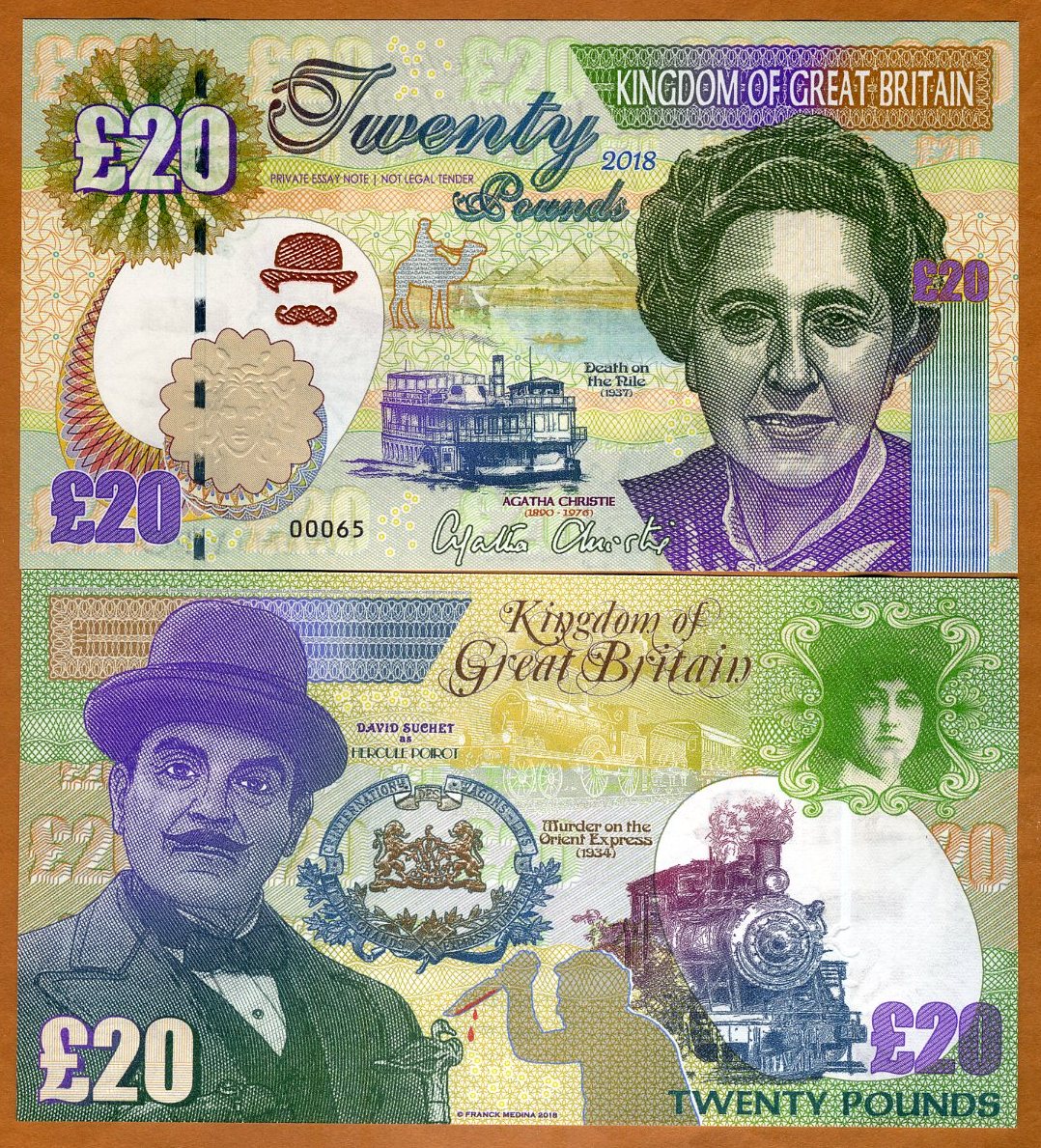 Great Britain Hercule Poirot 2018 20 pounds Kamberra /> Agatha Christie