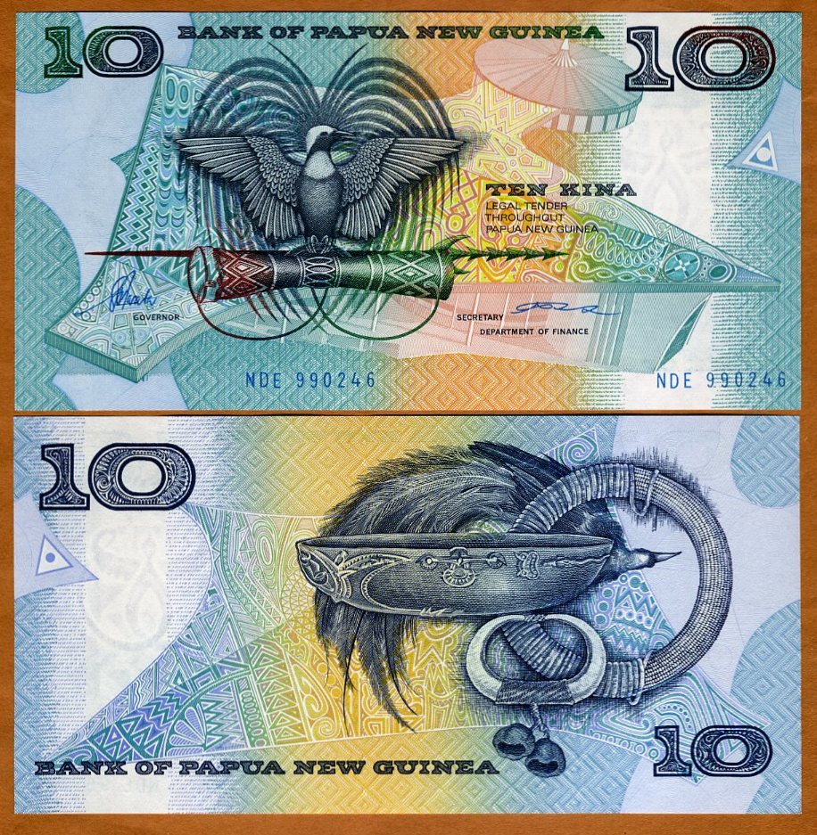 Pick 9 UNC 9b 1988 PAPUA NEW GUINEA,10 Kina ND
