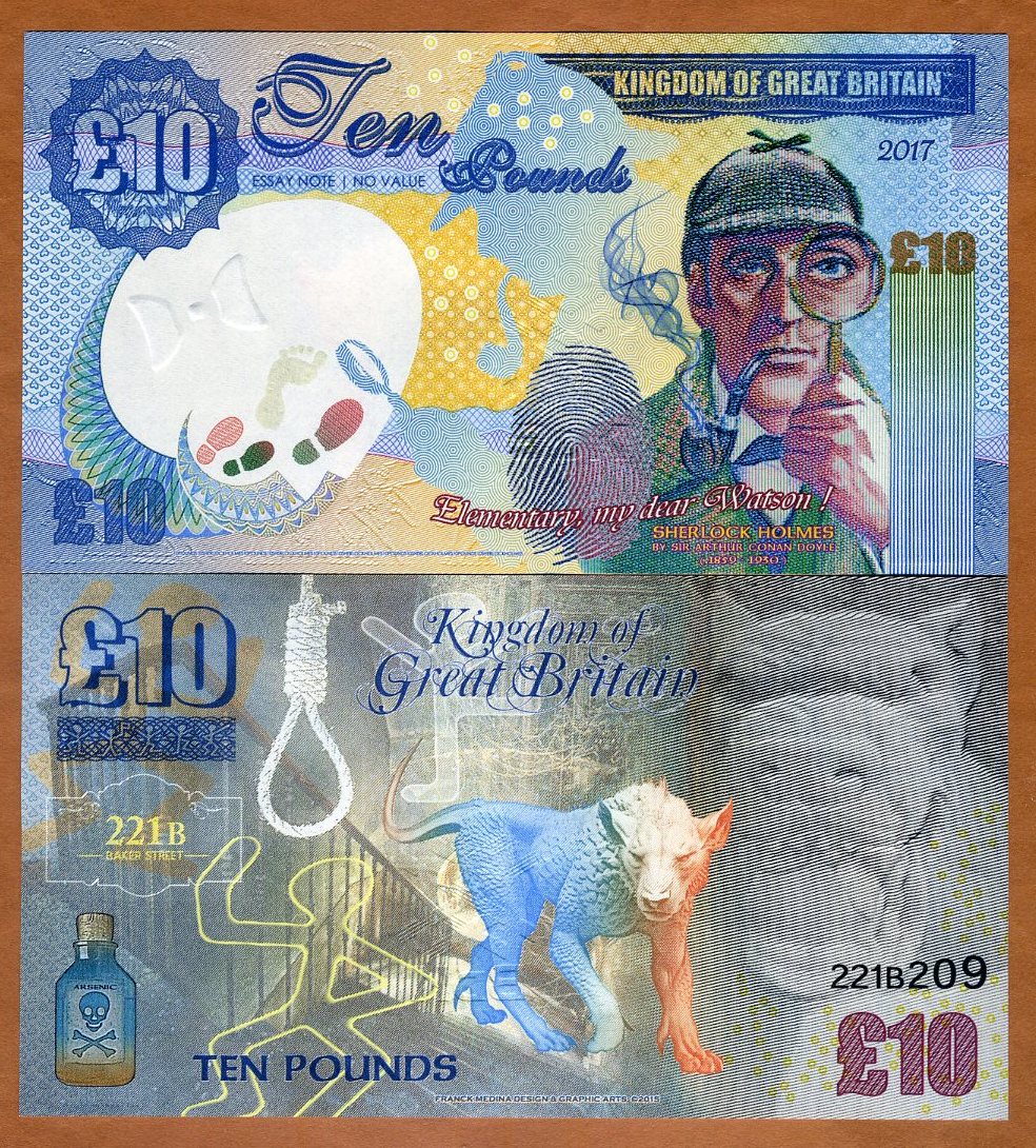 Great Britain 10 pounds, 2020-2024 Private Issue Kamberra, UNC Sherlock  Holmes F | eBay