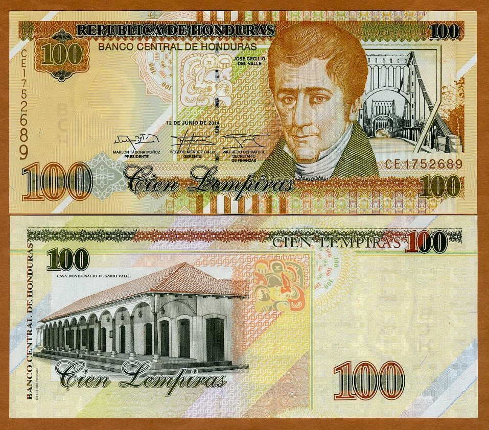 Honduras 1 Lempira x 100 Pcs Bundle 2014 P-New Unc