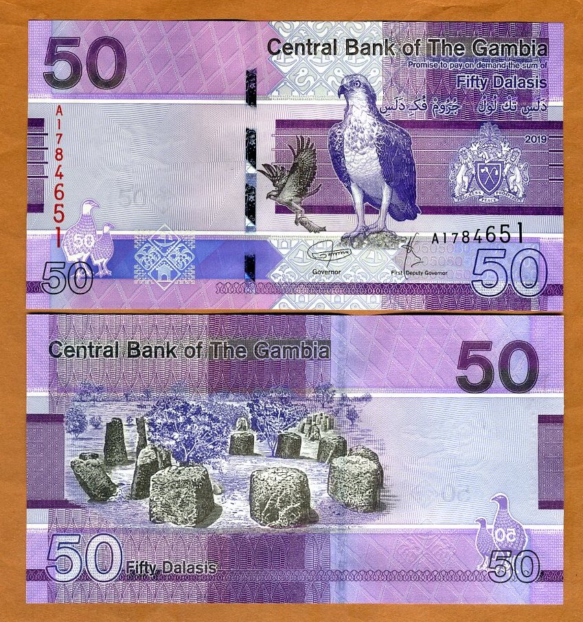 Gambia 2019 UNC /> Bird P-New A-Prefix ND 5 Dalasis redesigned