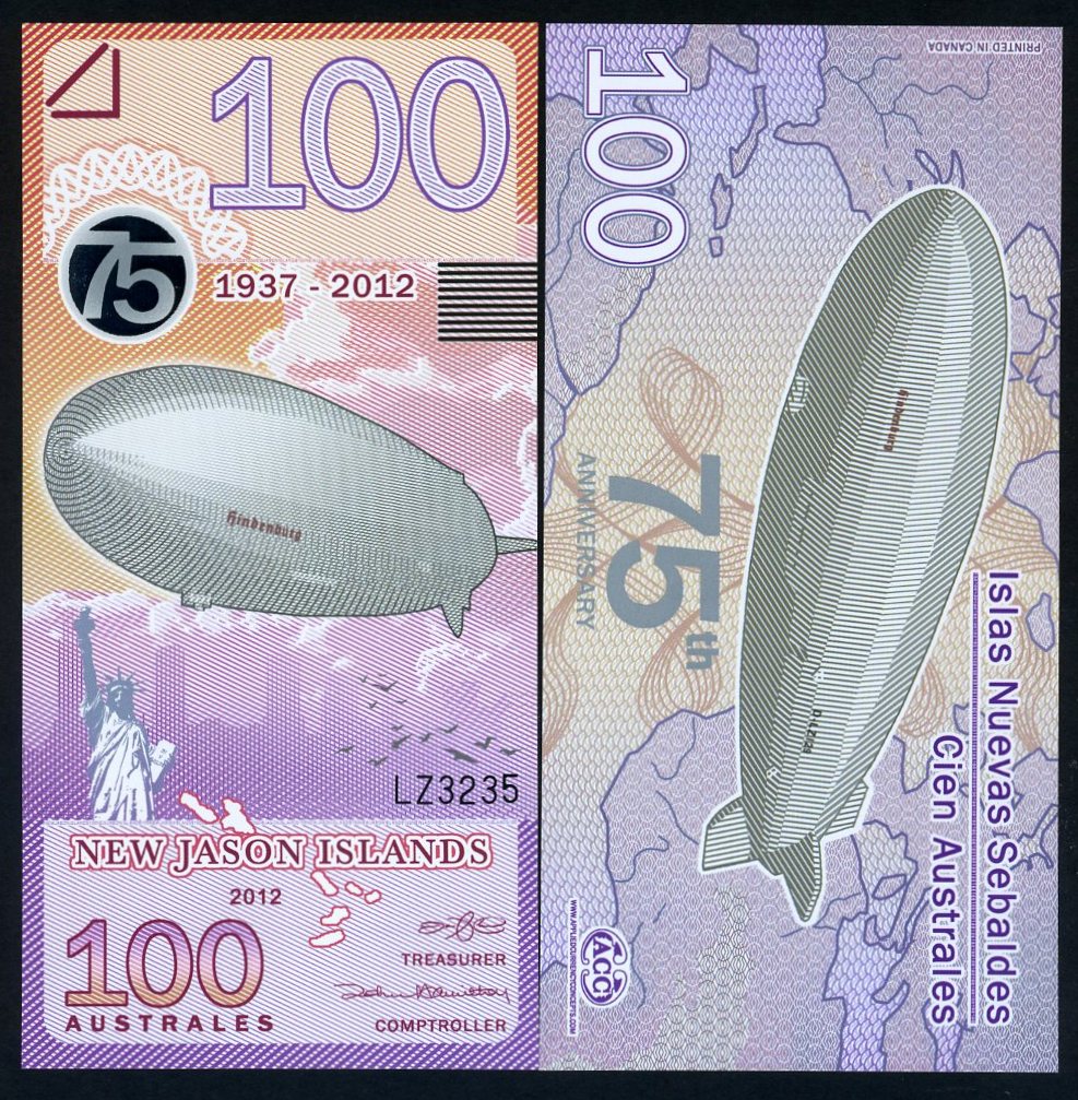 New Jason Islands 100 Australe 2012 Lovely Polymer Fantasy Issue Note