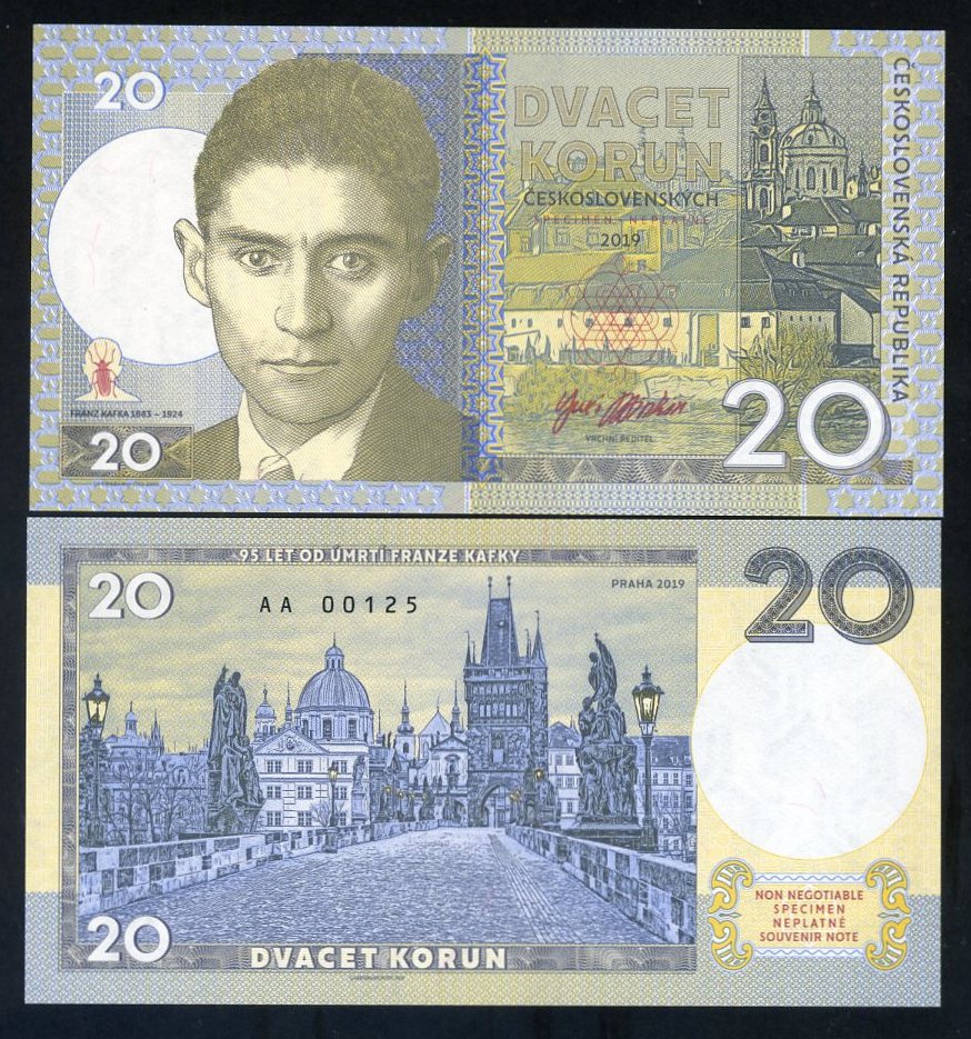 2019 Private issue /> Franz Kafka Czechoslovakia 20 Korun
