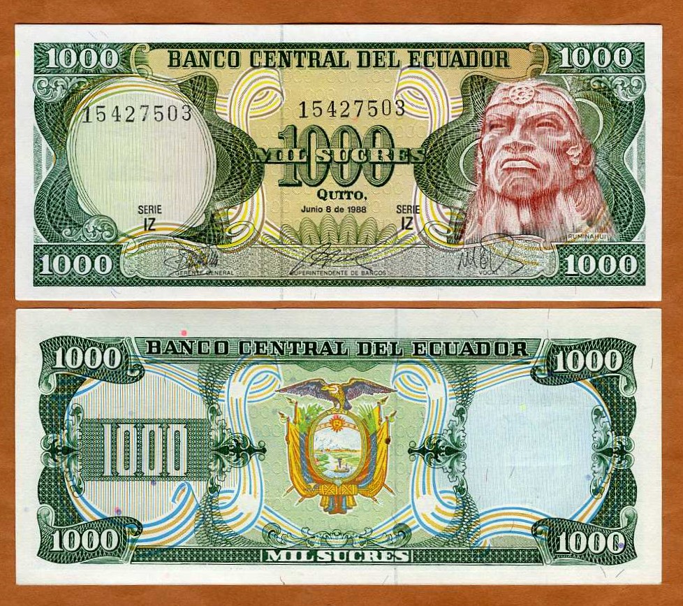 Ecuador, 1000 Sucres, 6-8-1988, P-125b IZ, Obsolete Currency, UNC