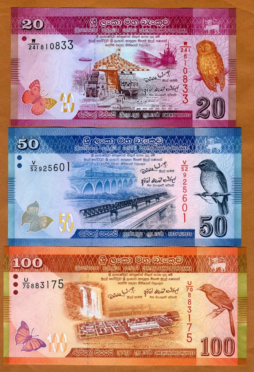 124 125 126 UNC 2010 100 4 Notes Sri Lanka 20 50 500 P 123