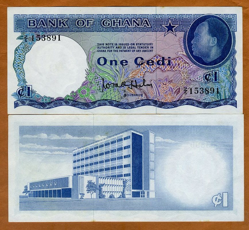 Ghana 1 Cedi Nd 1965 P 5 Aunc First Independent Issue