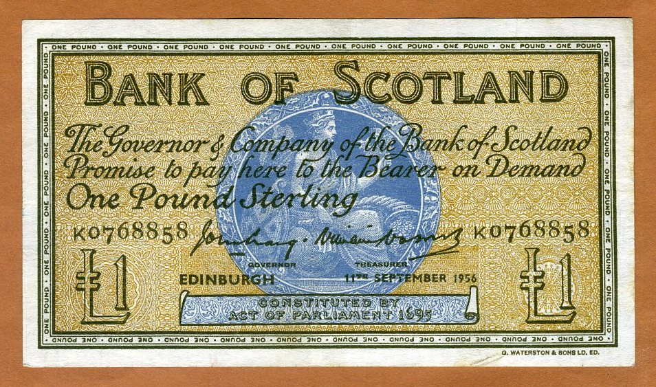 Bank Of Scotland 1 Pound 1956 P 100b Vf Ebay