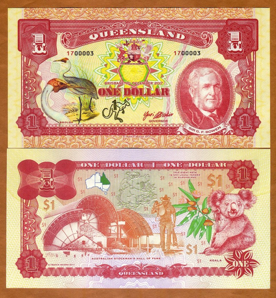 QUEENSLAND $1 Dollar 2017 Sir G.F Australia Bowen 1 x FANTASY Banknote