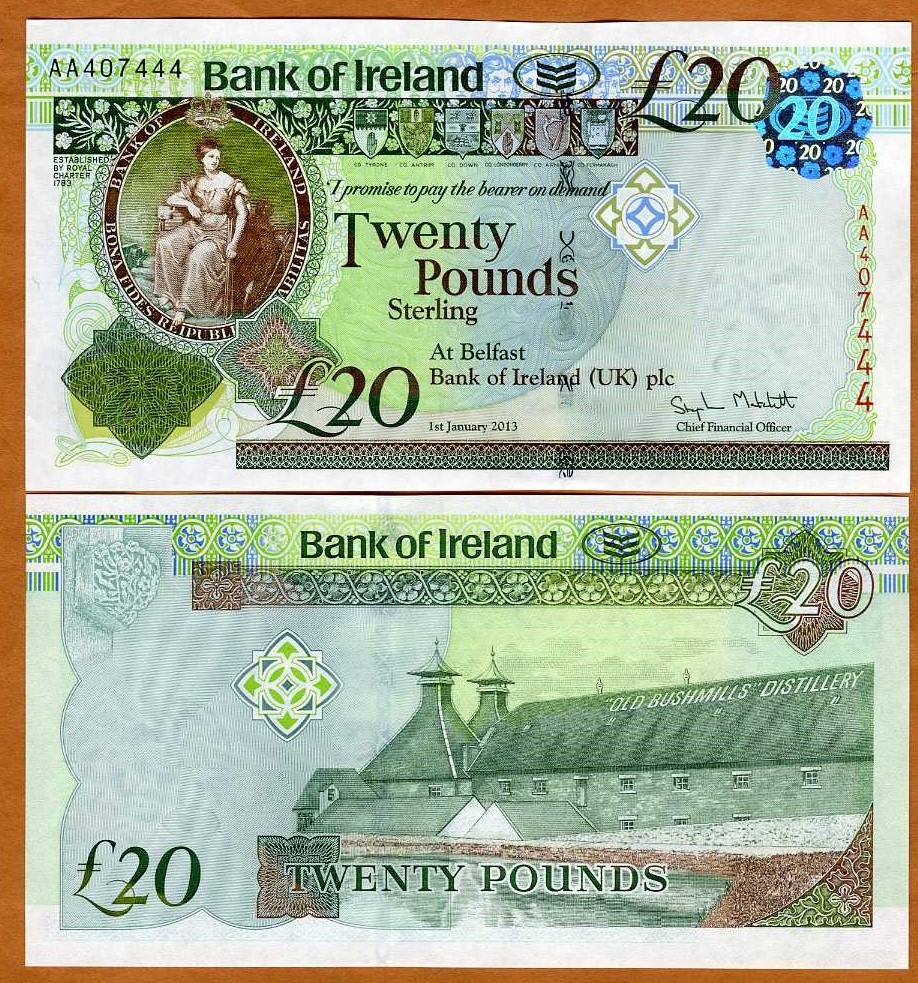 Bank Of Ireland 20 Pounds 2013 P 88 New Colors Unc Ebay