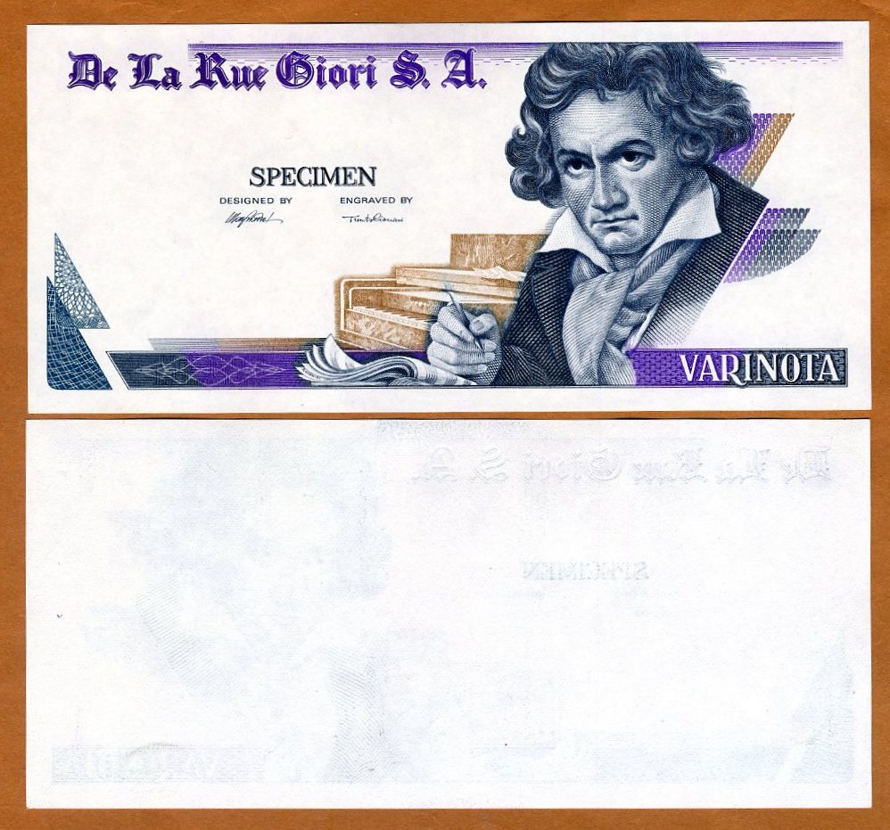 Type 5 /> Beethoven Test Advertising note Specimen Varinota De La Rue GIORI