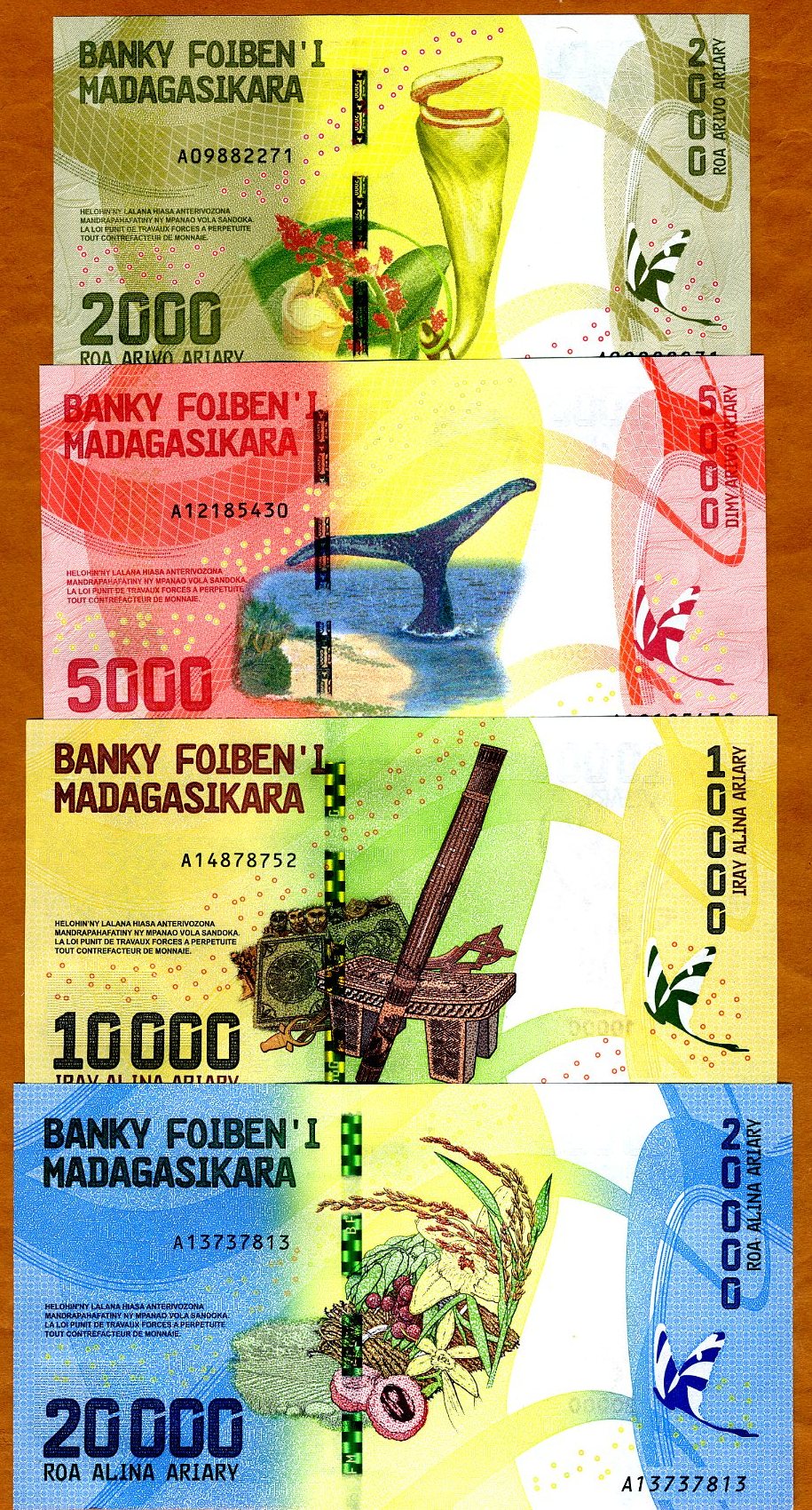 SET Madagascar 2000;5000;10000;20000 Ariary 2017 UNC /> Completely Redesigned