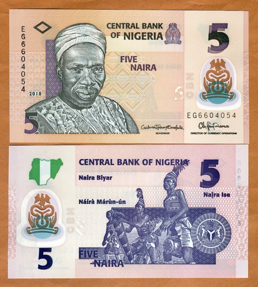 Nigeria 5 Naira p-38 2018 UNC Polymer Banknote