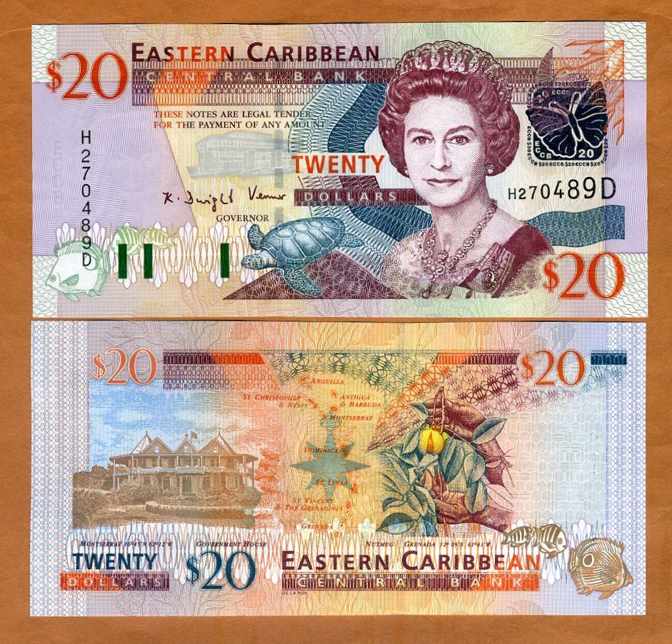 Dominica P-39d UNC Eastern East Caribbean $20 2000