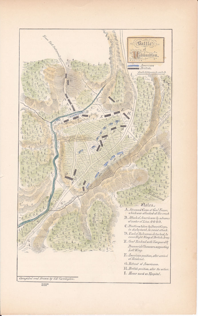 Hubbardton Vermont 1777 Revolutionary War Map H/Color | eBay