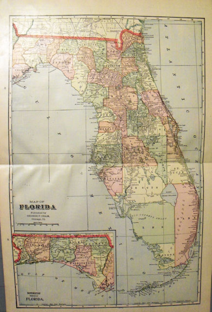 Large C 1895 Florida Map Everglades Keys Railroads on PopScreen