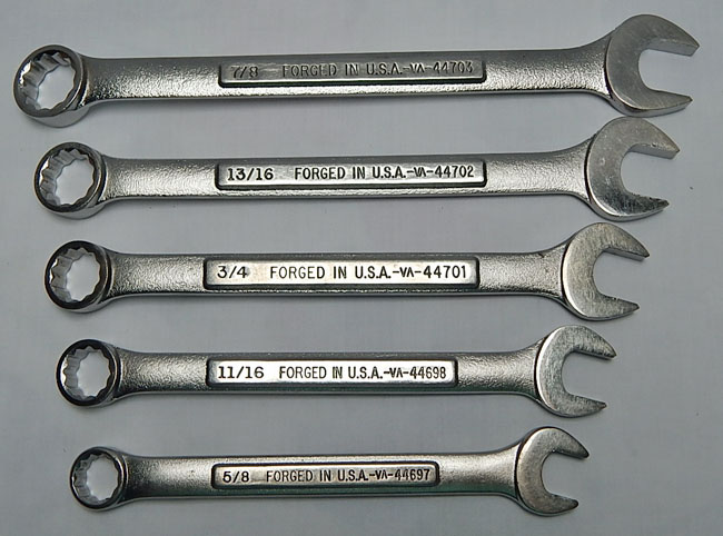 VERY NICE LOT OF 5 LARGE STANDARD CRAFTSMAN COMBINATION WRENCHES-5/8-7/