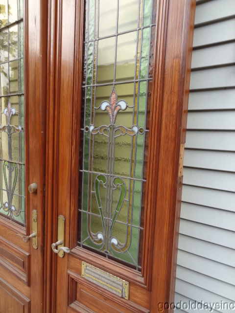 9 foot tall Victorian Style Stained Glass Leaded & Wooden Doors
