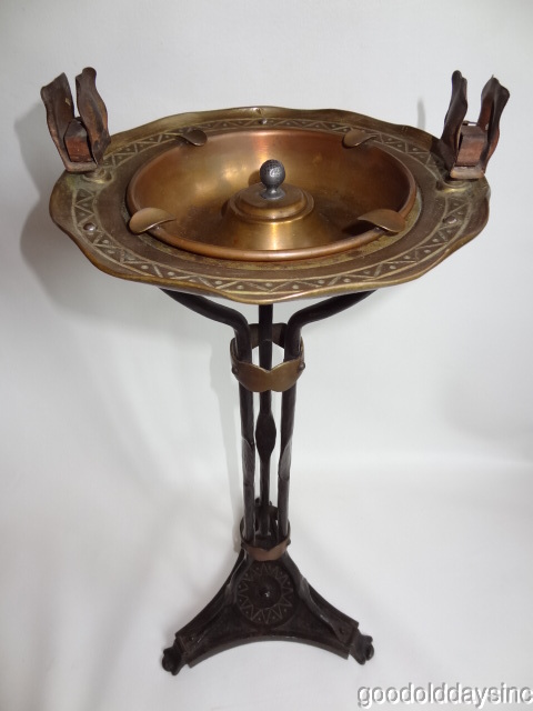 Eastlake Style Copper, Cast & Wrought Iron Cigar Ashtray/Smoke Stand