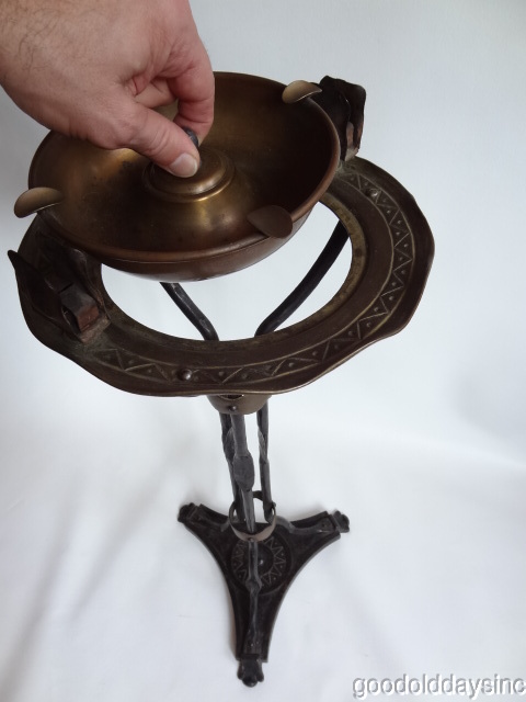 Eastlake Style Copper, Cast & Wrought Iron Cigar Ashtray/Smoke Stand