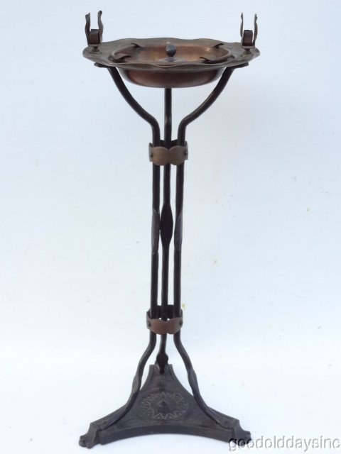 Eastlake Style Copper, Cast & Wrought Iron Cigar Ashtray/Smoke Stand