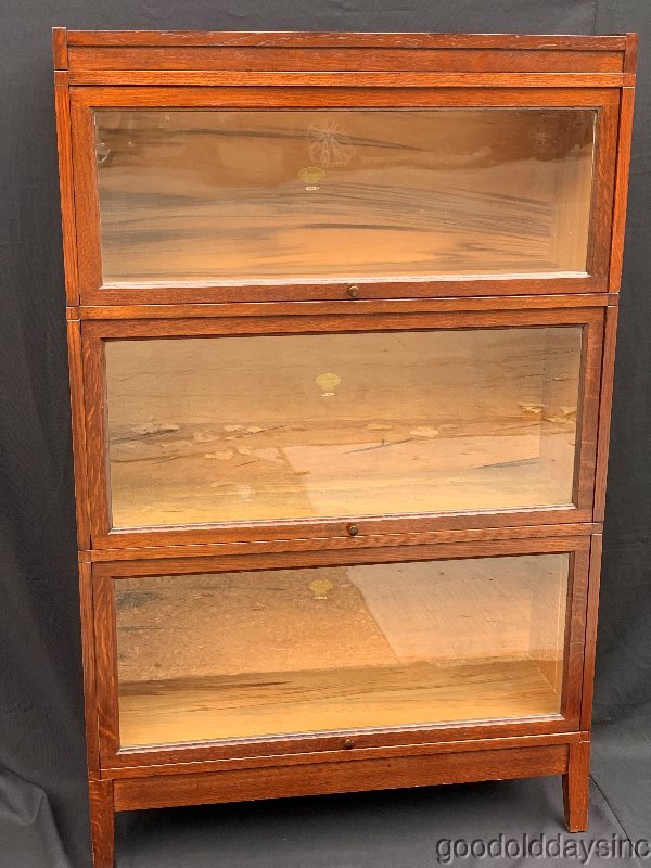 Antique Oak 5 Piece 3 Stack Macey Stacking Bookcase Barrister