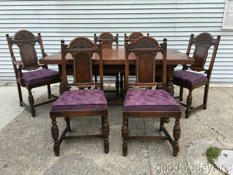 BEAUTIFULLY Carved Antique Jacobean Style 9pc Dining Room Set w ...