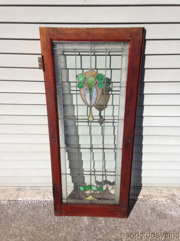 Antique Chicago Stained Leaded Glass Door / Window 48" by 20